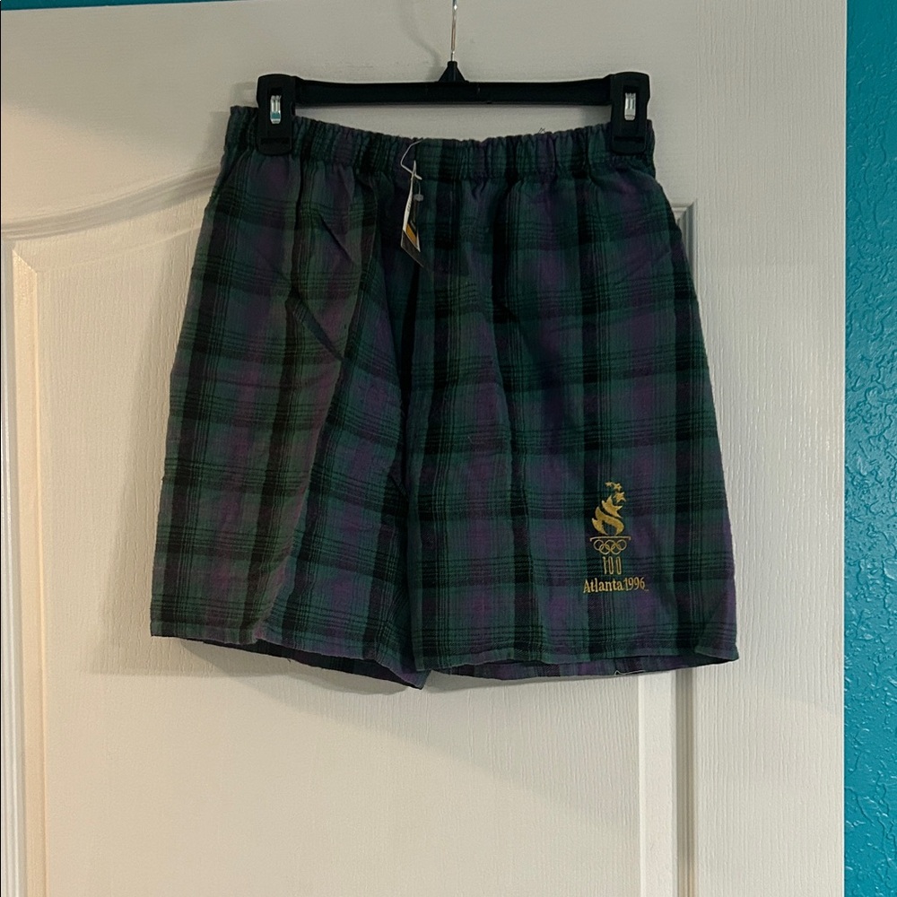 Plaid Green and Purple Men's Shorts